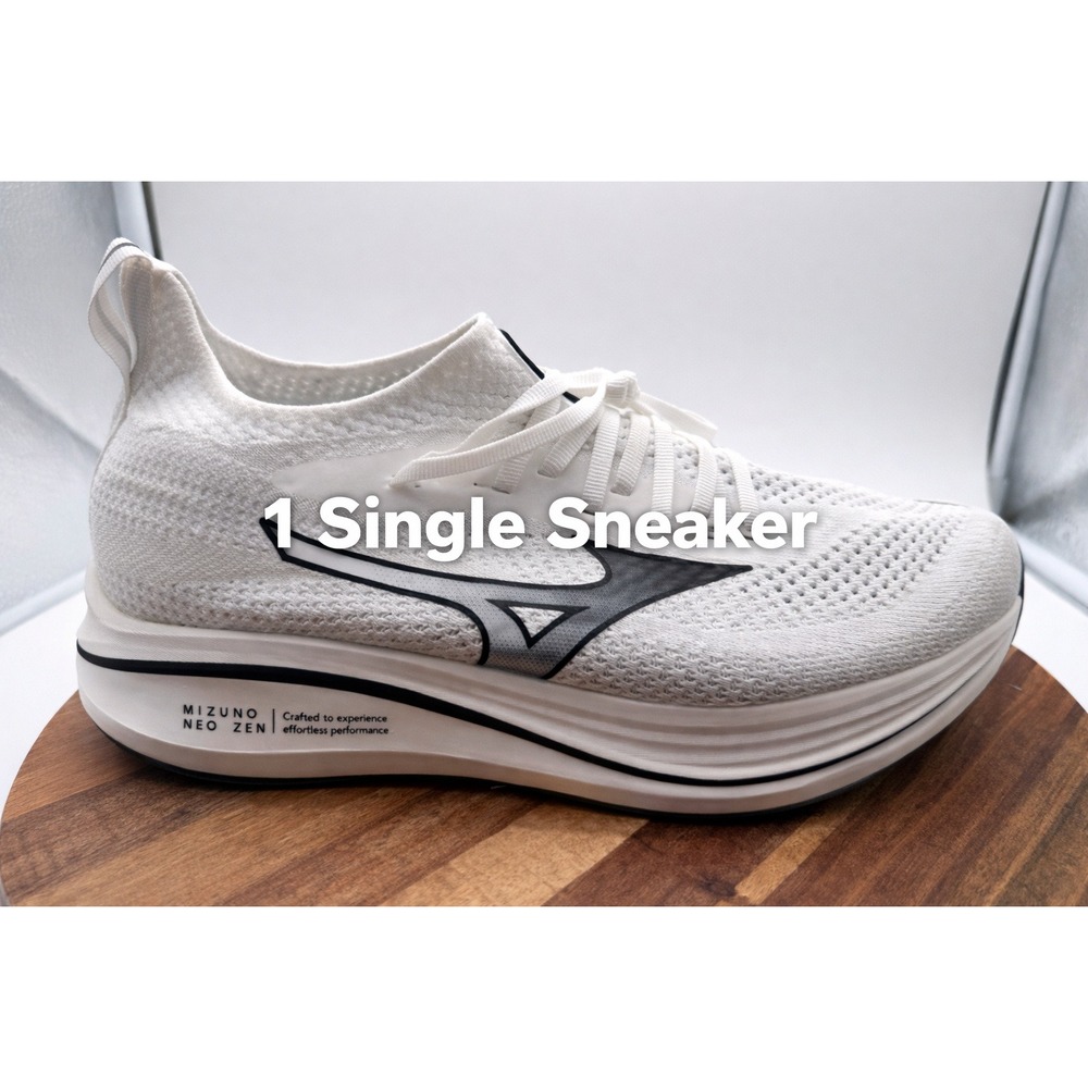 Mizuno White and Black Knit Athletic Sneaker